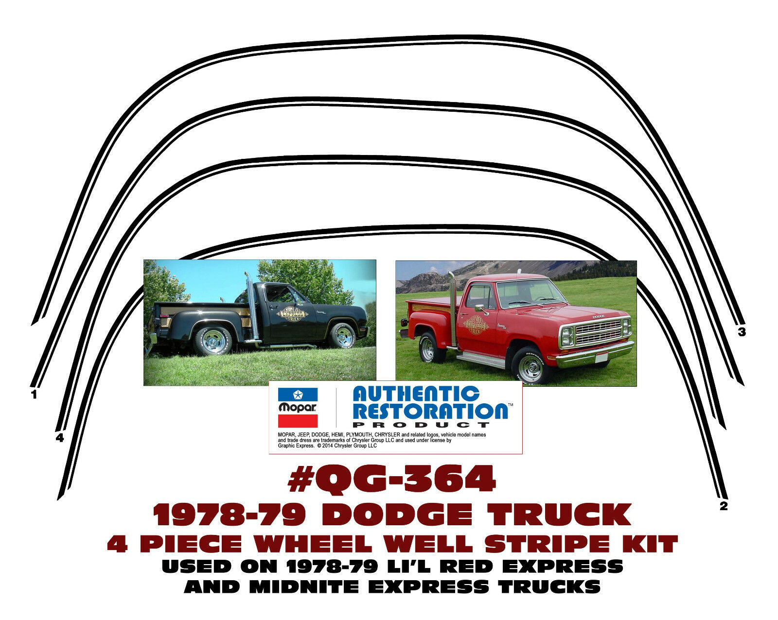 Li'l Red Express-Warlock Fender Decal Kit 78-79 Dodge Ram LRE - Click Image to Close